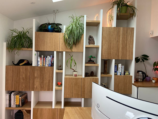 meuble bureau, Mdf peint et chêne